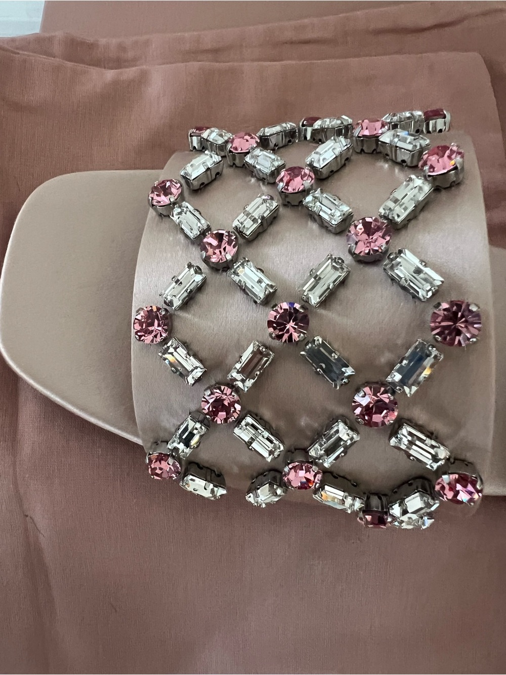 New Miu Miu Blush Pink Jeweled Crystal Slide Sandals Italy Size 39 - Picture 2 of 10